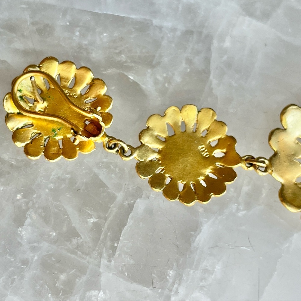 *Gold Tone* Floral Drop Earrings - Picture 11 of 11